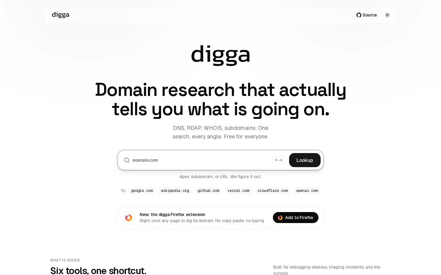 digga Homepage screenshot