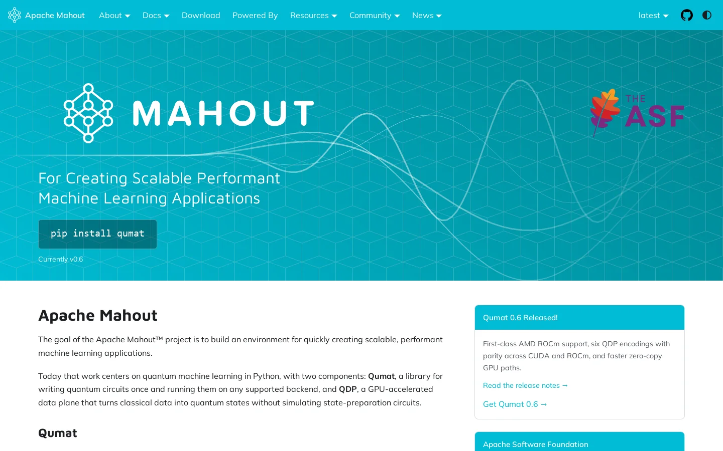 Home | Apache Mahout Homepage screenshot