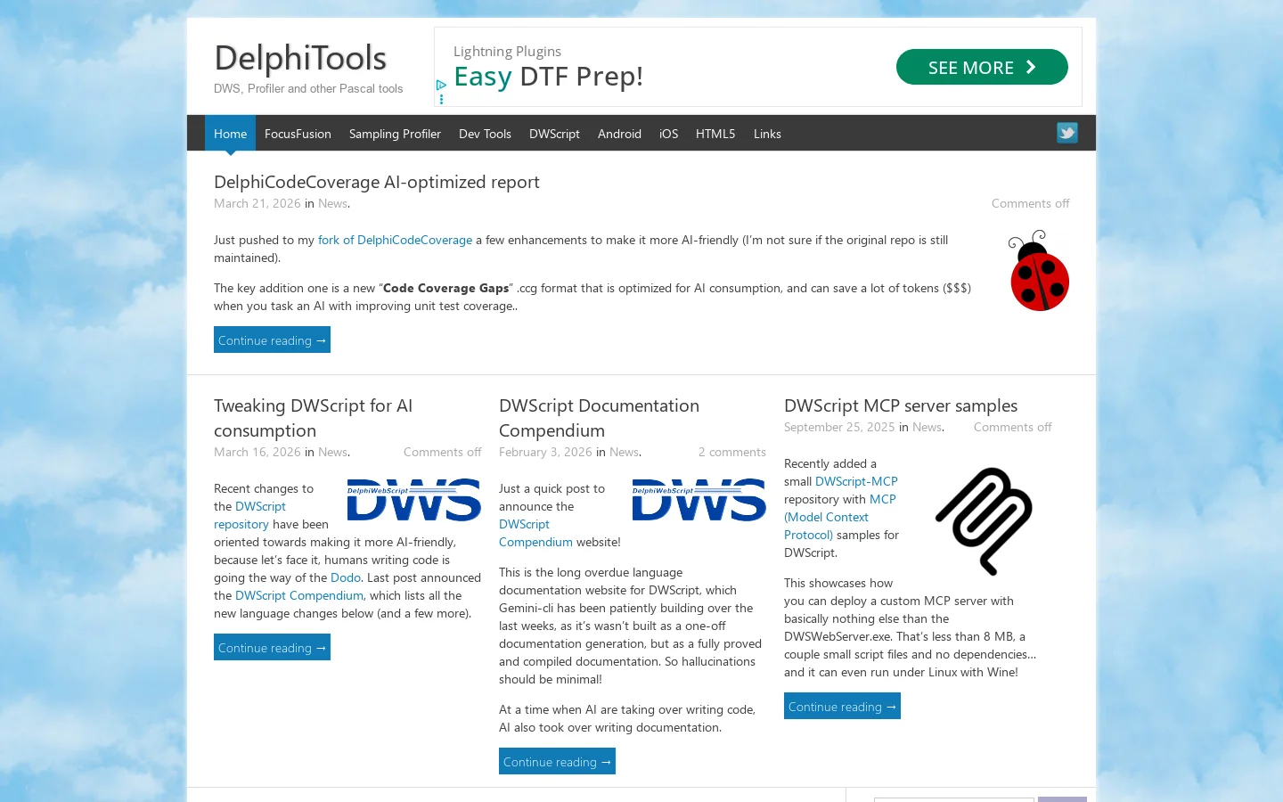 DelphiTools.info Homepage screenshot