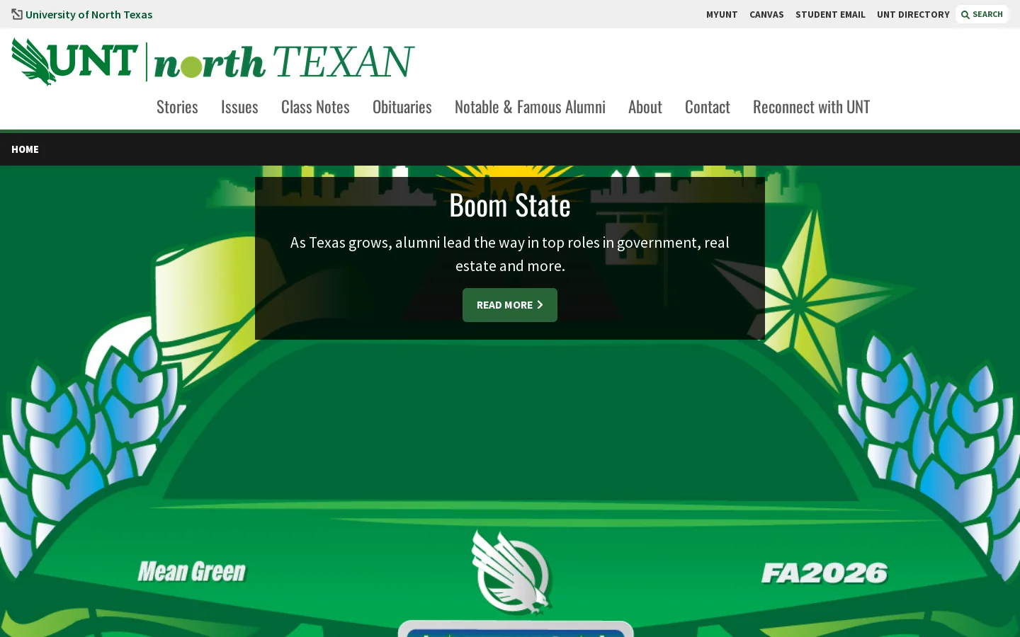 The North Texan | University of North Texas Homepage screenshot