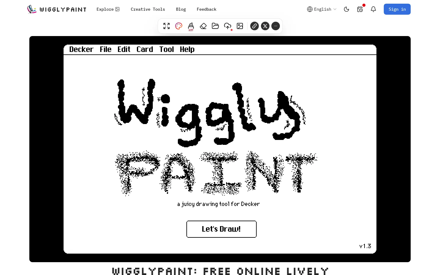 Wigglypaint Homepage screenshot