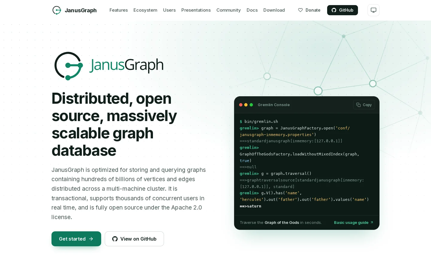 JanusGraph Homepage screenshot