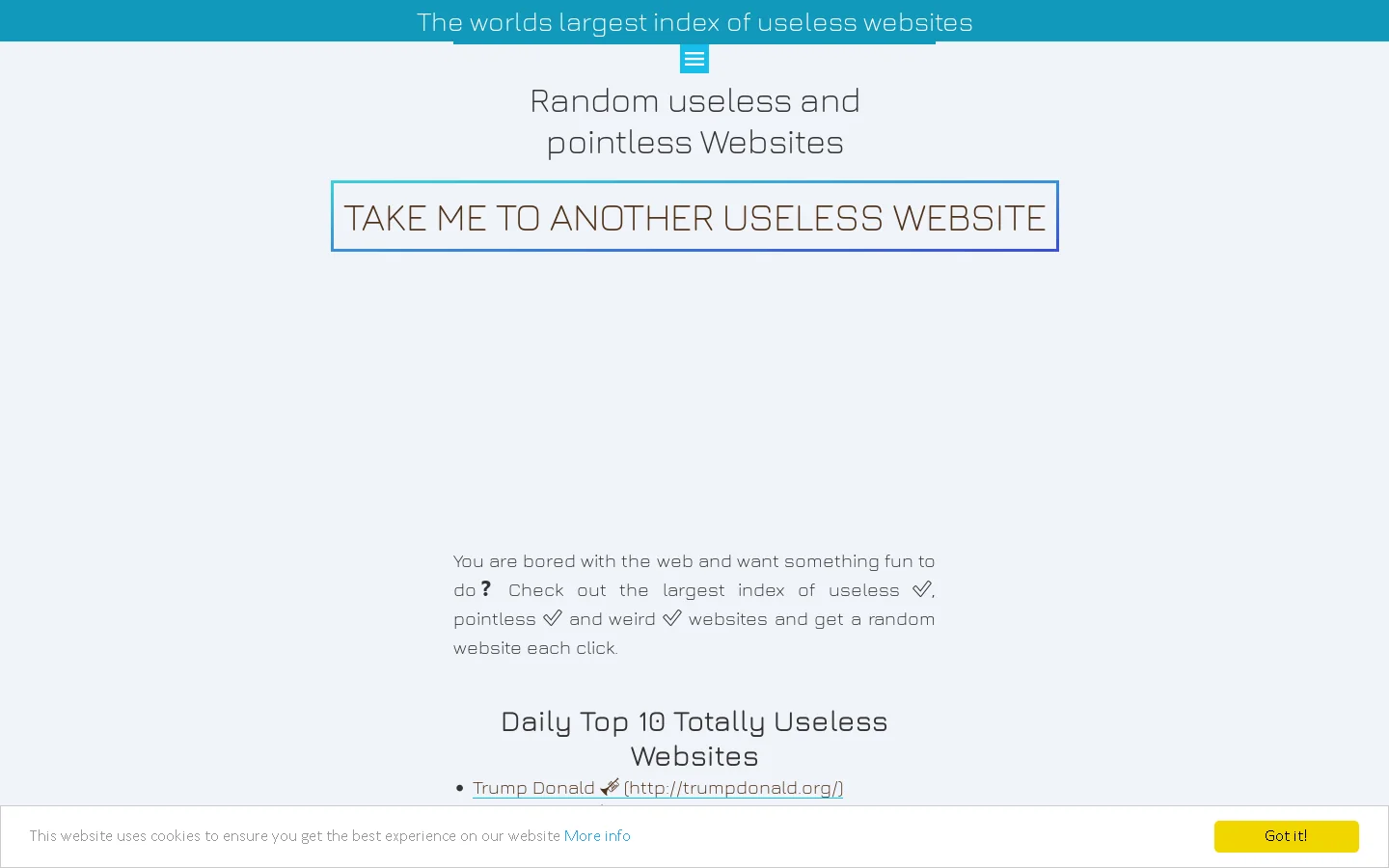 Most Useless Websites - TAKE ME TO A USELESS WEBSITE❗ Homepage screenshot