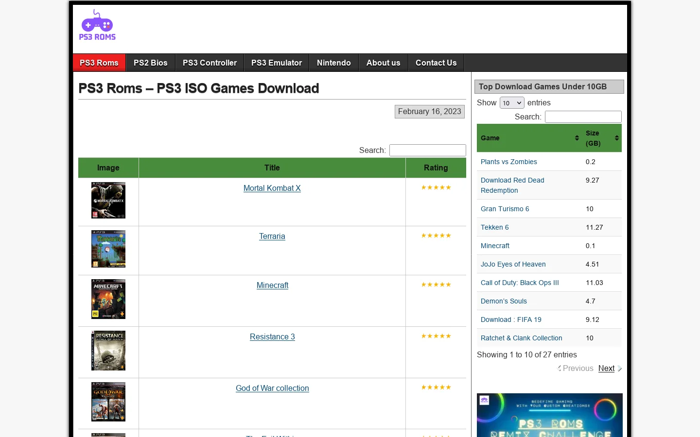 PS3 Roms Homepage screenshot