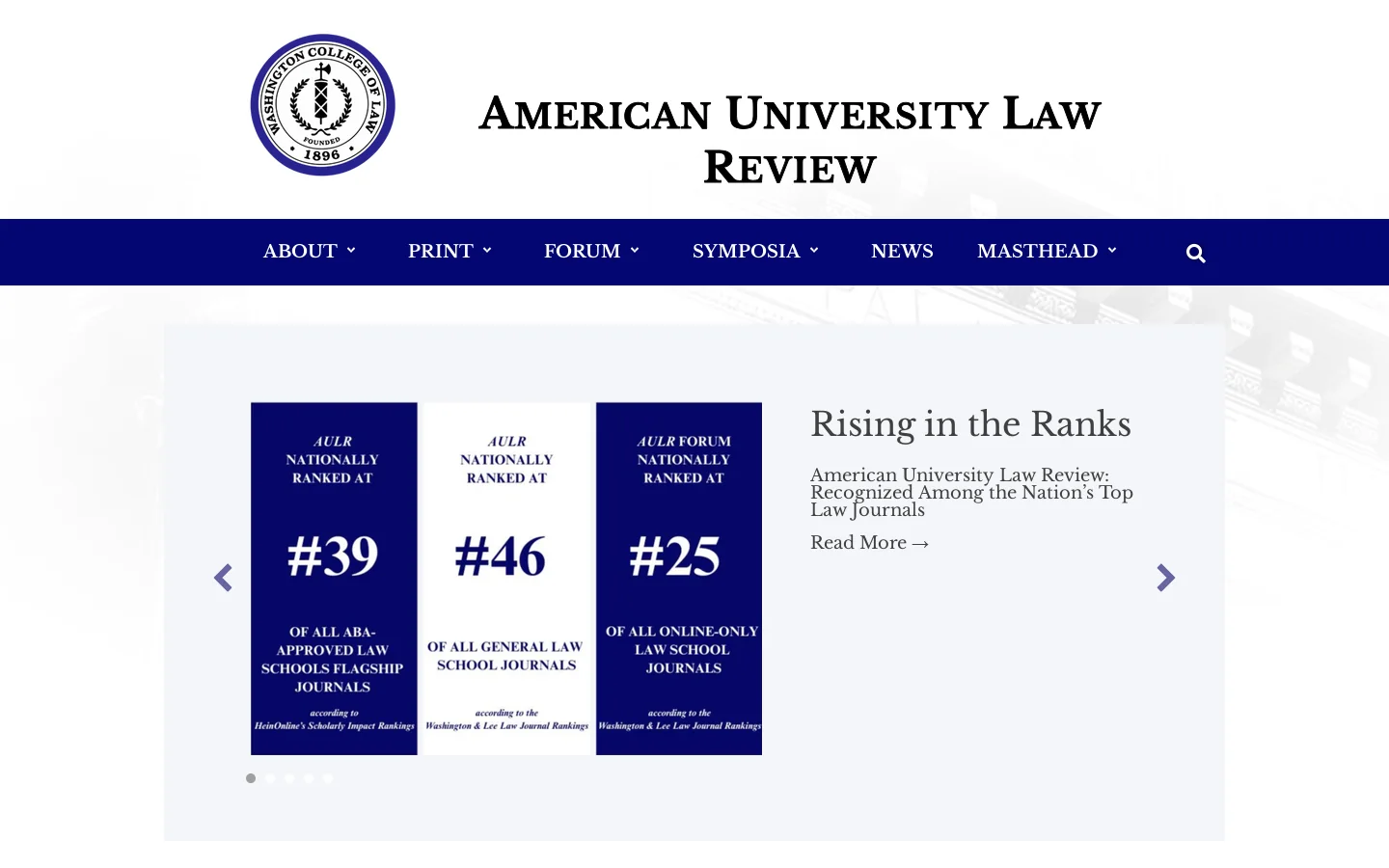Home - American University Law Review Homepage screenshot