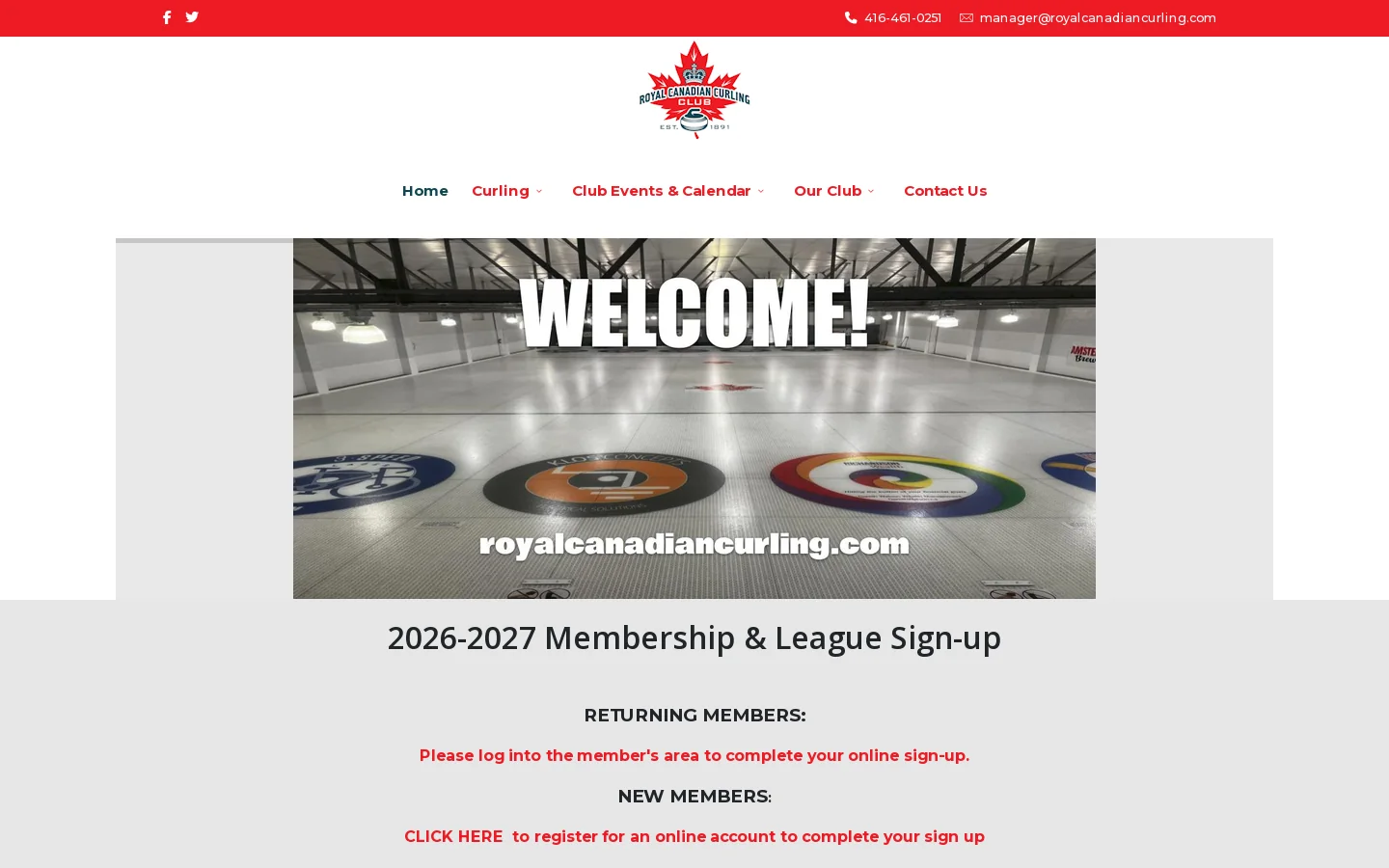 Royal Canadian Curling Club Homepage screenshot