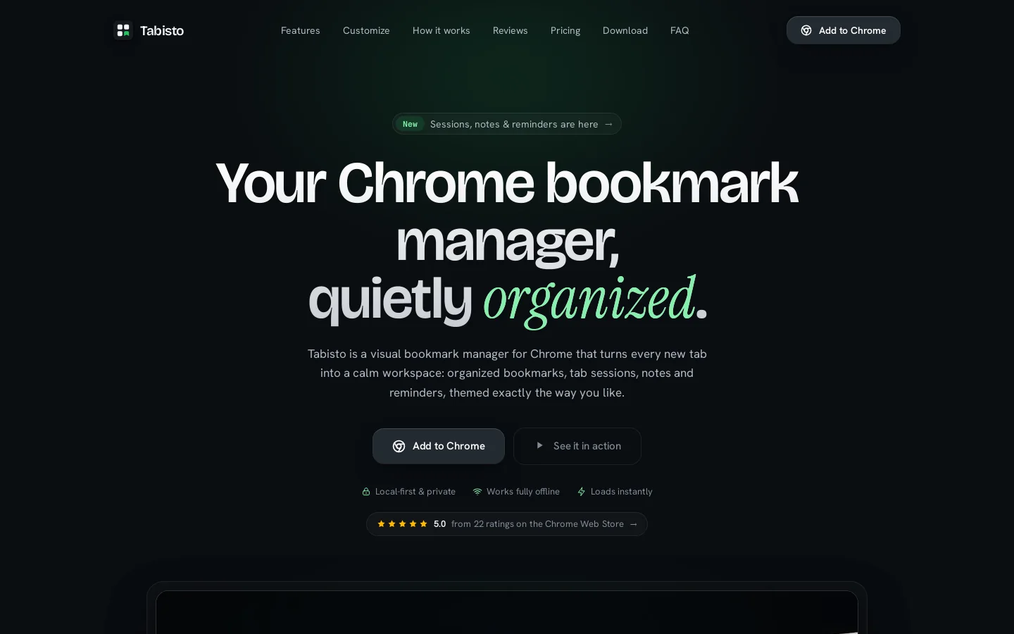 Tabisto Homepage screenshot