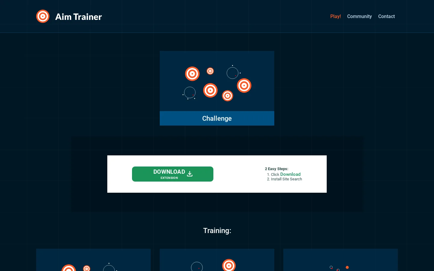 Aim Trainer Homepage screenshot