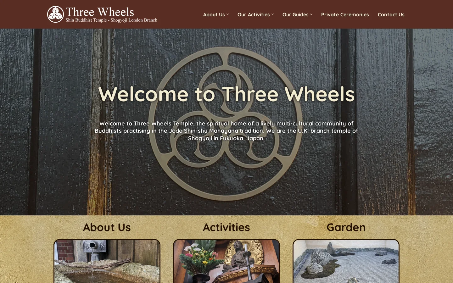 THREE WHEELS Homepage screenshot