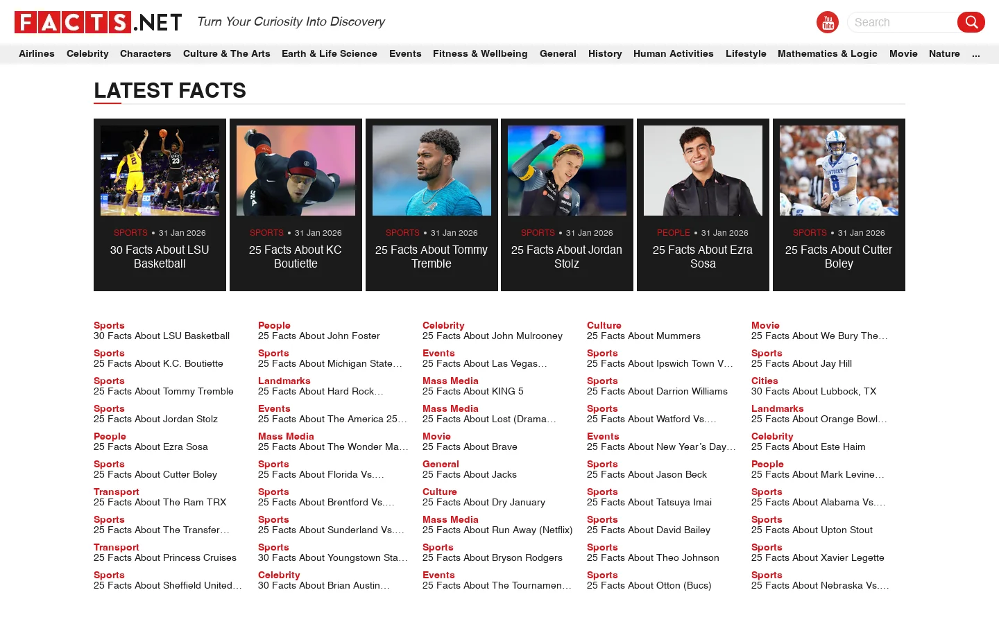 Facts.net Homepage screenshot