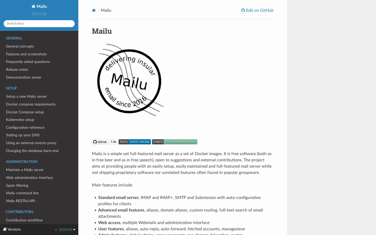 Mailu Homepage screenshot