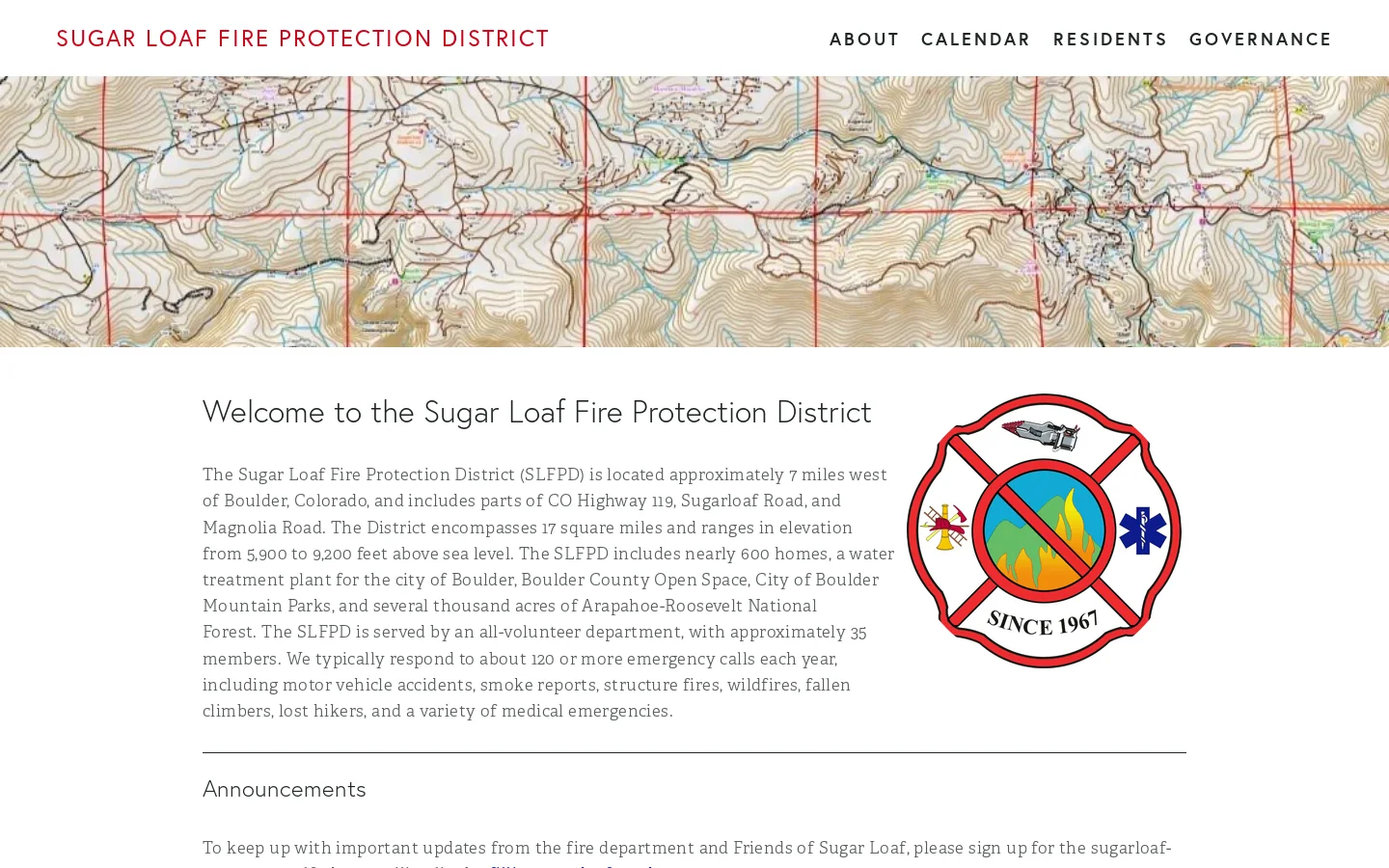 Sugar Loaf Fire Protection District Homepage screenshot