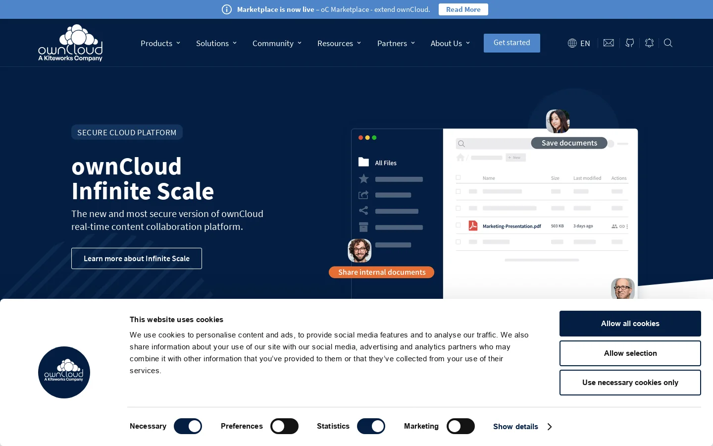 ownCloud Homepage screenshot