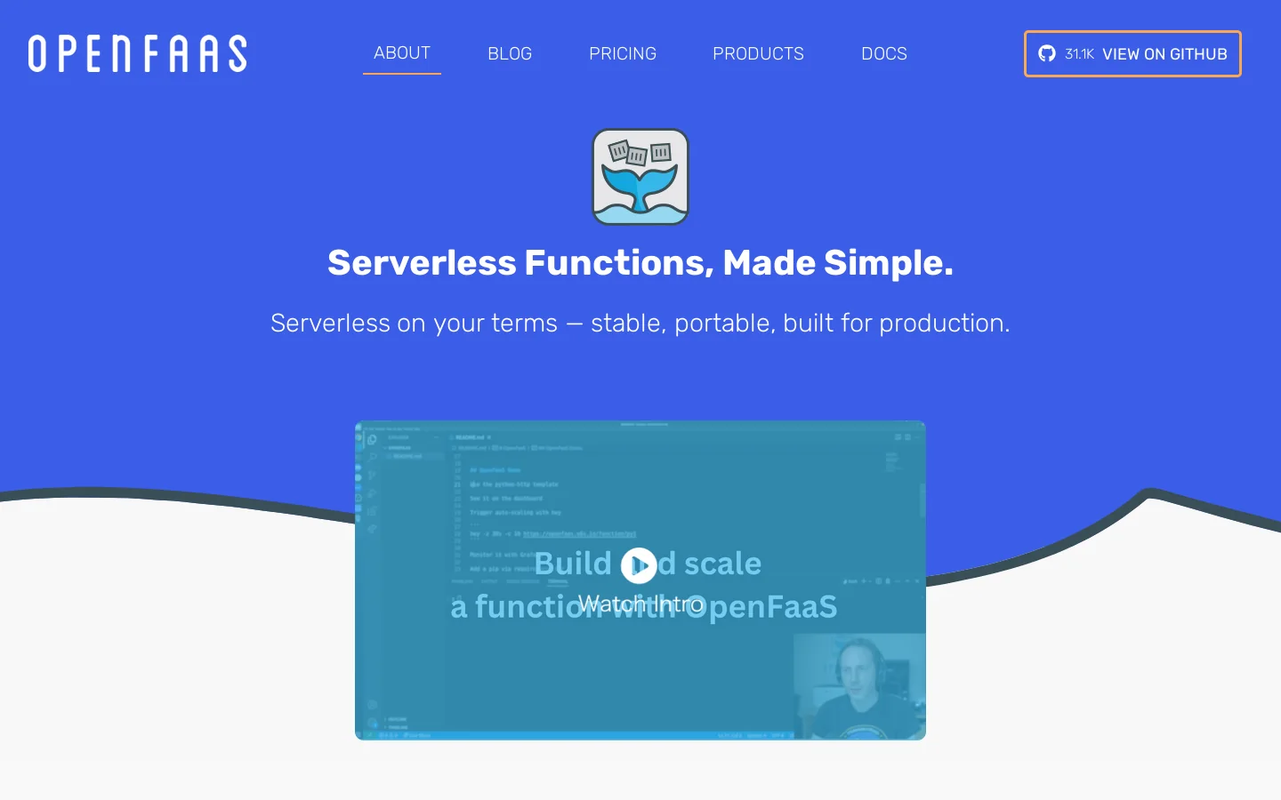 OpenFaaS Homepage screenshot