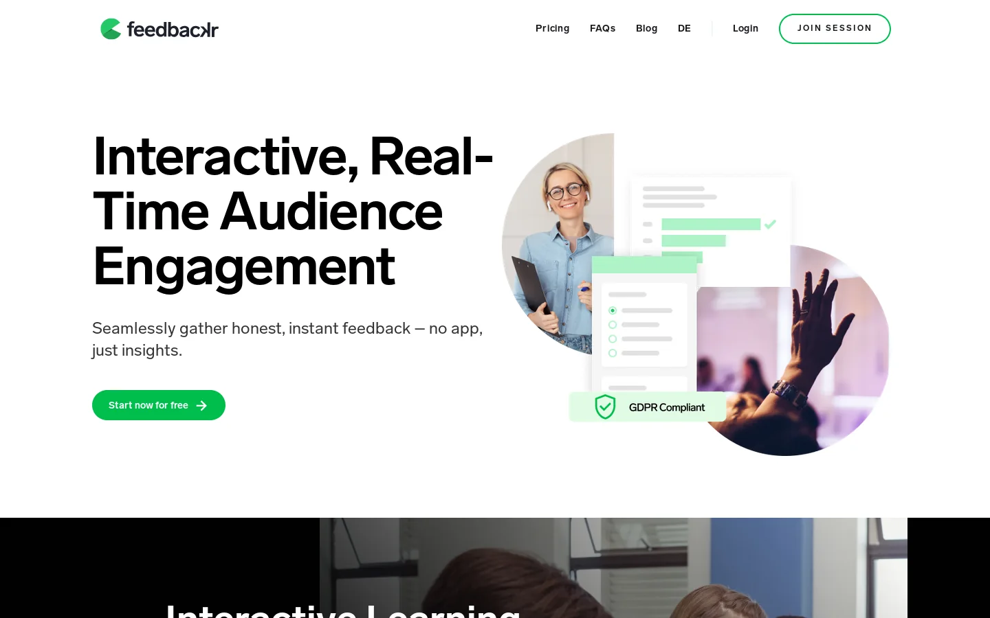 feedbackr Homepage screenshot