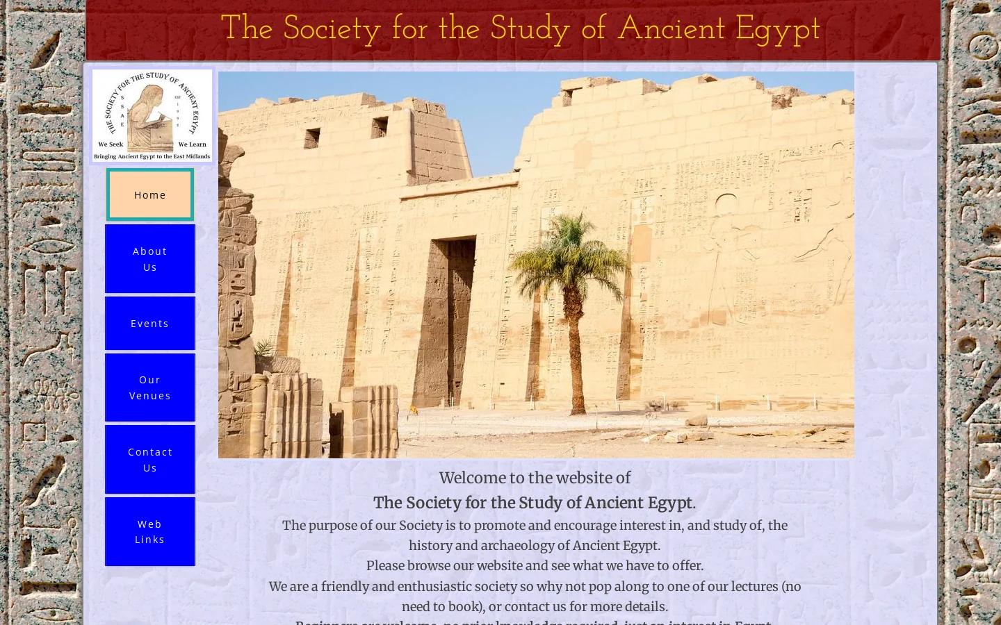 The Society for the Study of Ancient Egypt Homepage screenshot
