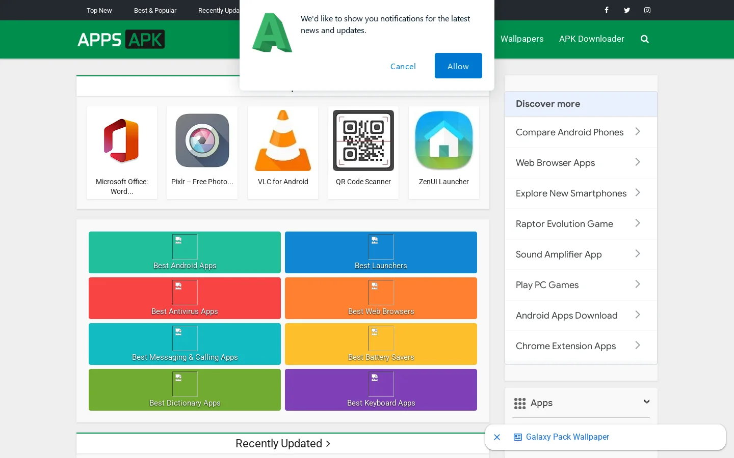 AppsApk Homepage screenshot