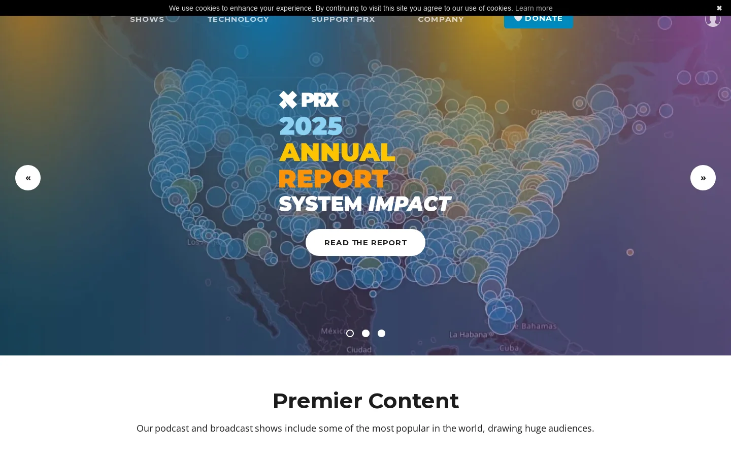 PRX Homepage screenshot