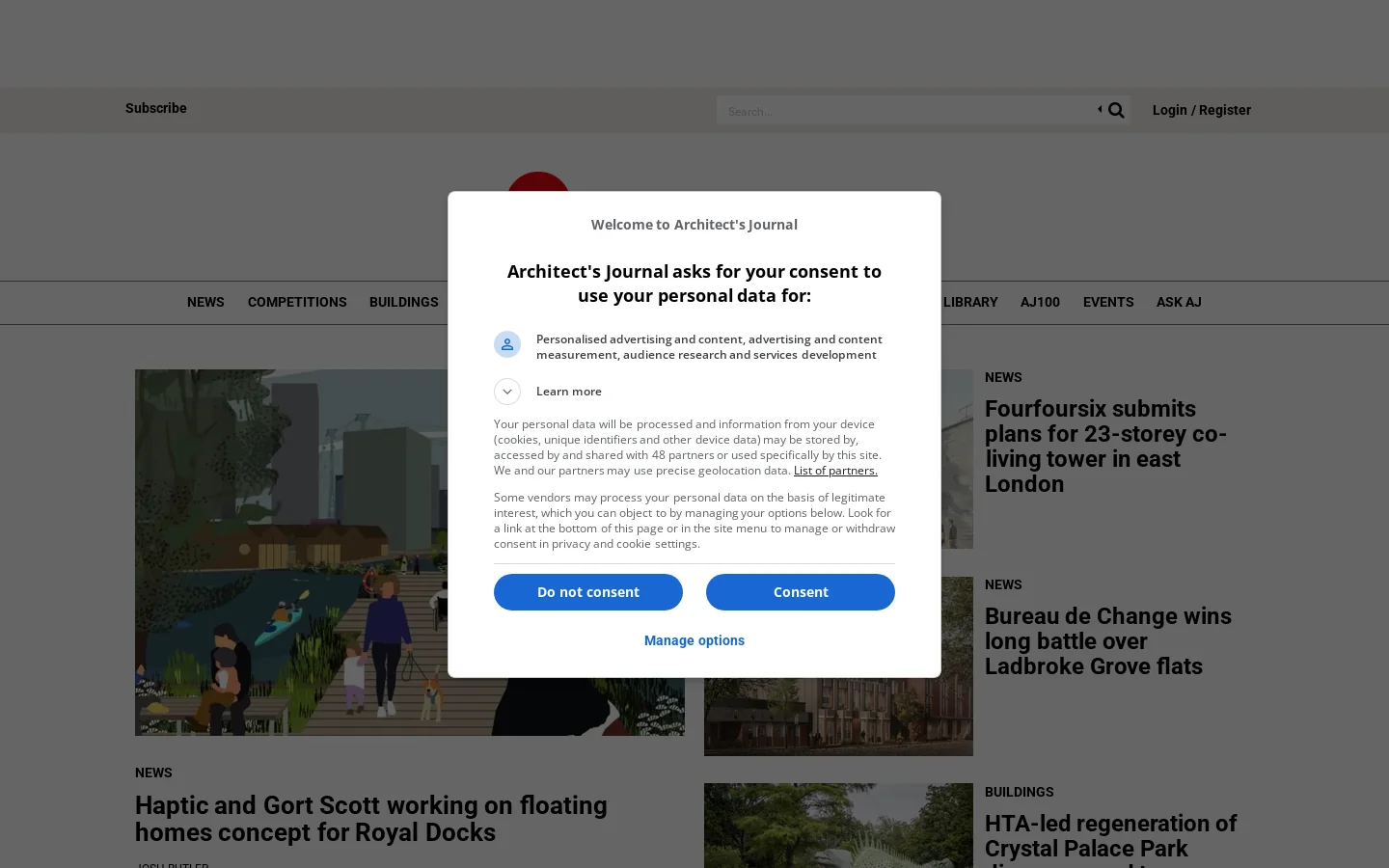 Architecture News & Buildings | The Architects' Journal Homepage screenshot