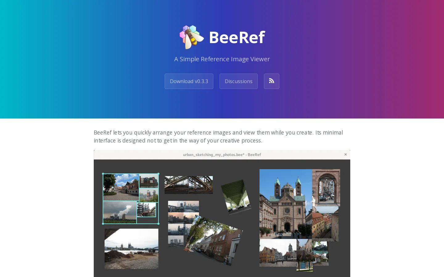 BeeRef Homepage screenshot