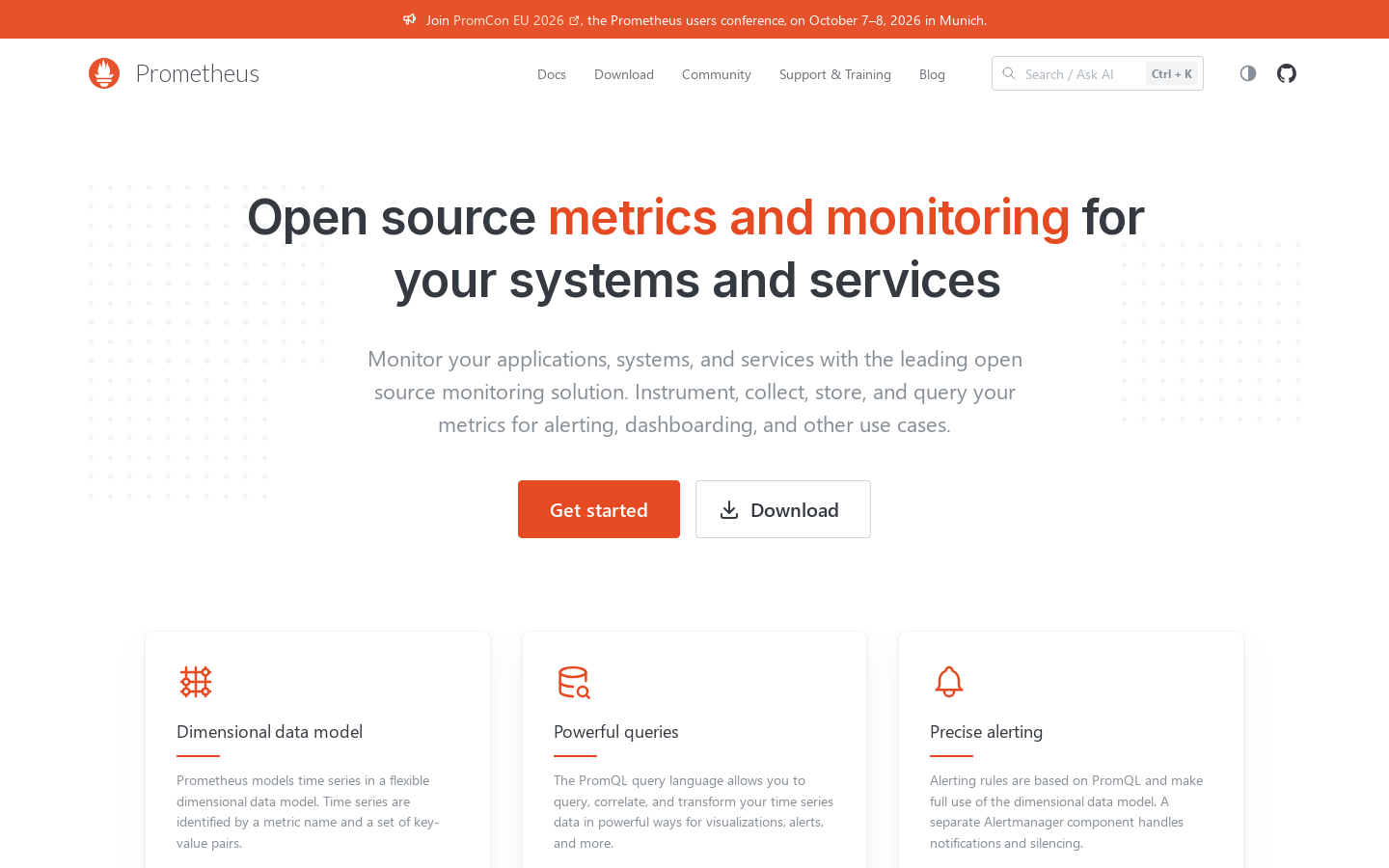 Prometheus Homepage screenshot