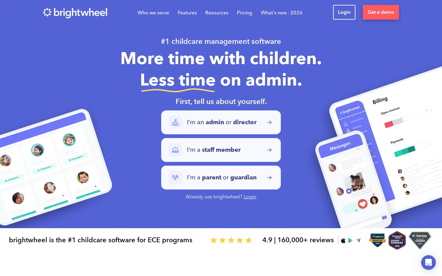 Brightwheel | The Best Childcare Management Software Homepage screenshot