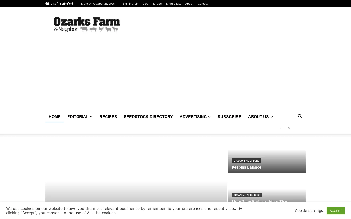 Ozarks Farm & Neighbor Newspaper - written for, by & about farmers Homepage screenshot