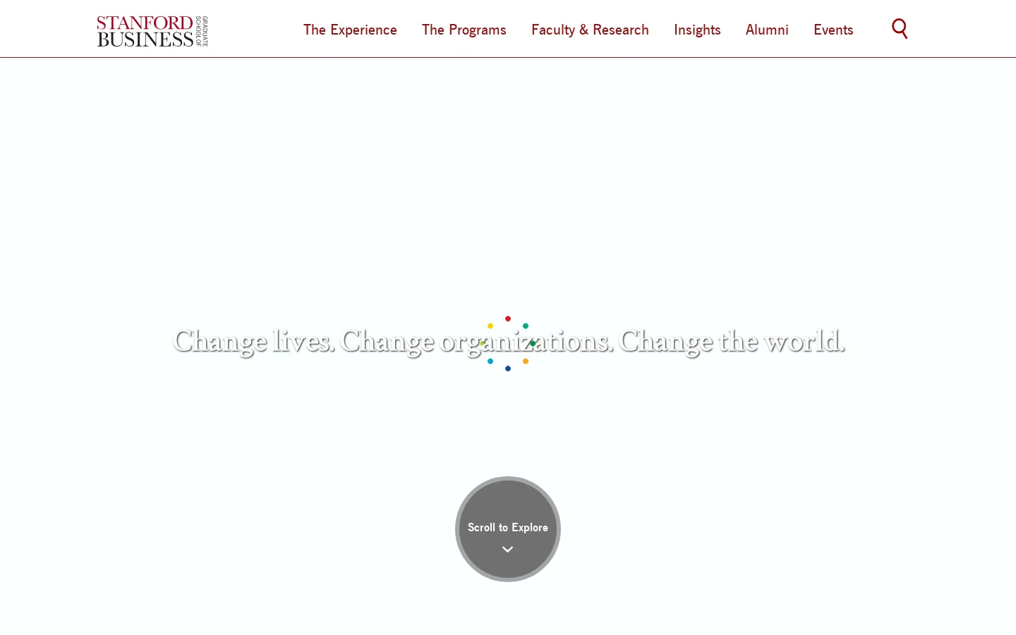 Stanford Graduate School of Business Homepage screenshot