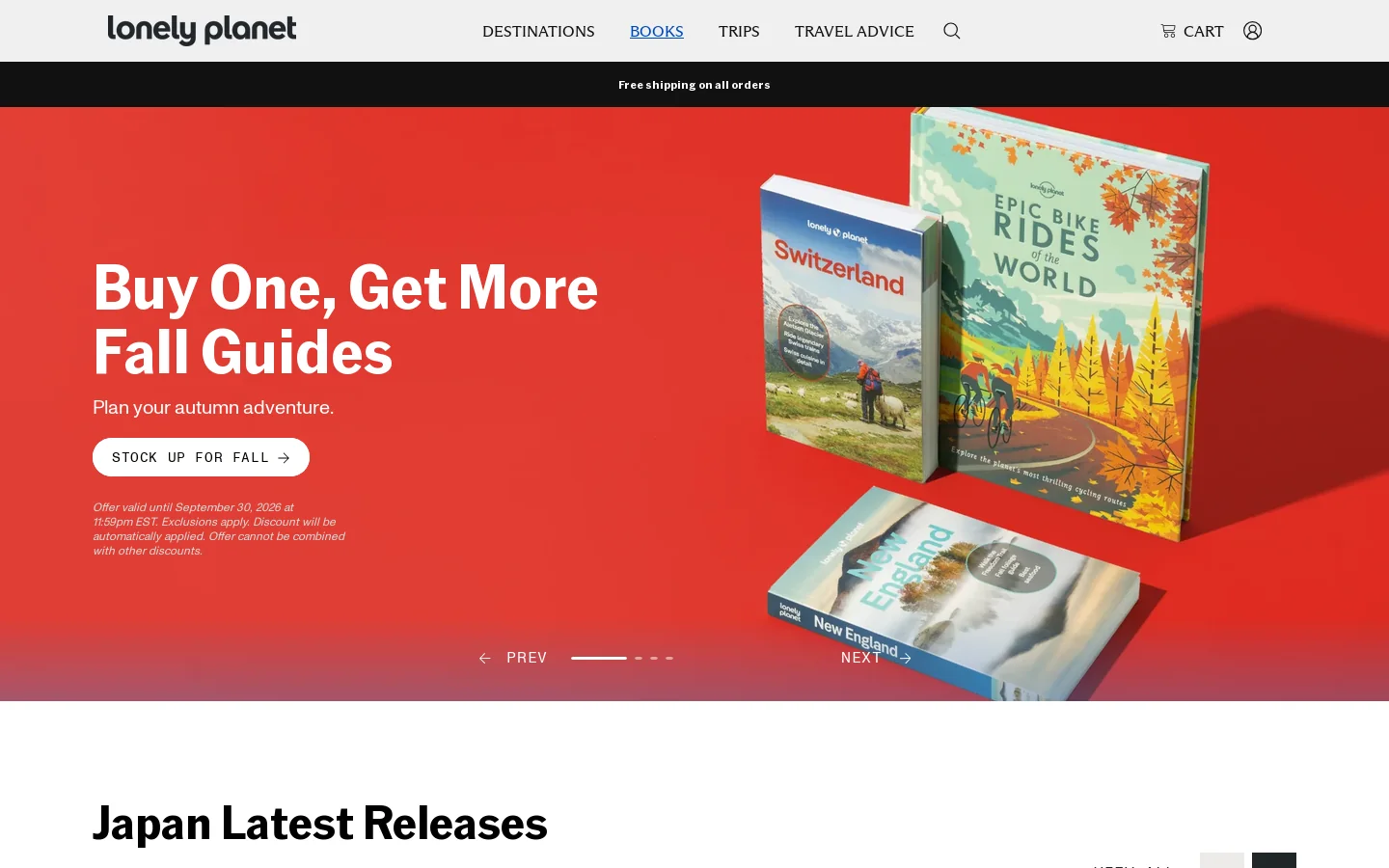 Lonely Planet Travel Guidebooks & Maps: Free Shipping Homepage screenshot