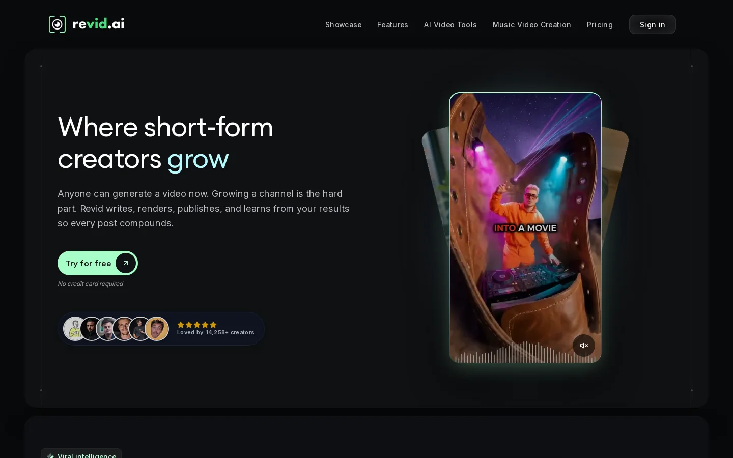 Revid AI Homepage screenshot