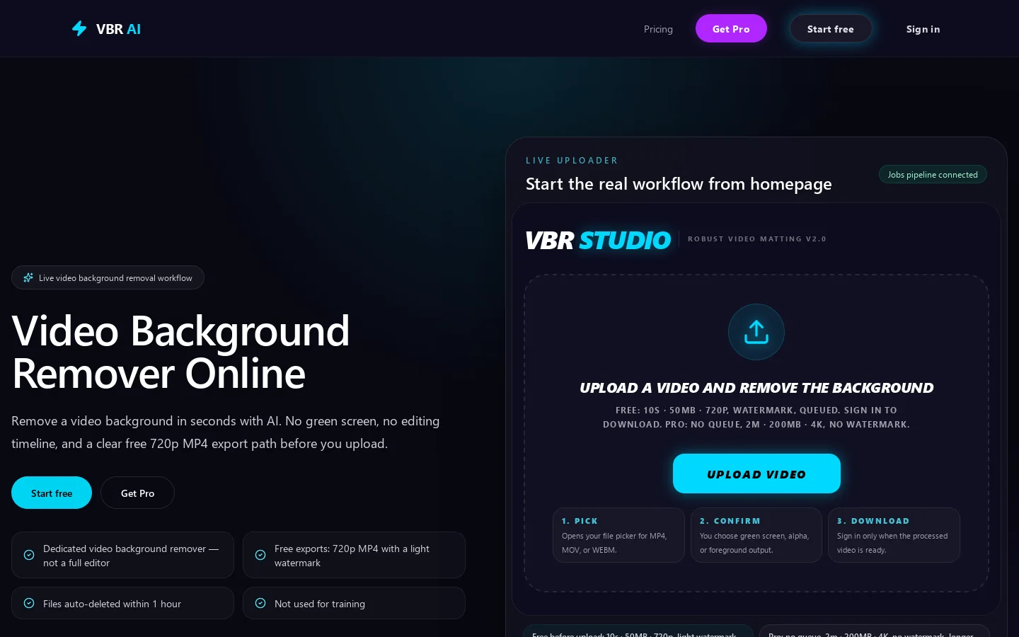 Video Background Remover Online Homepage screenshot