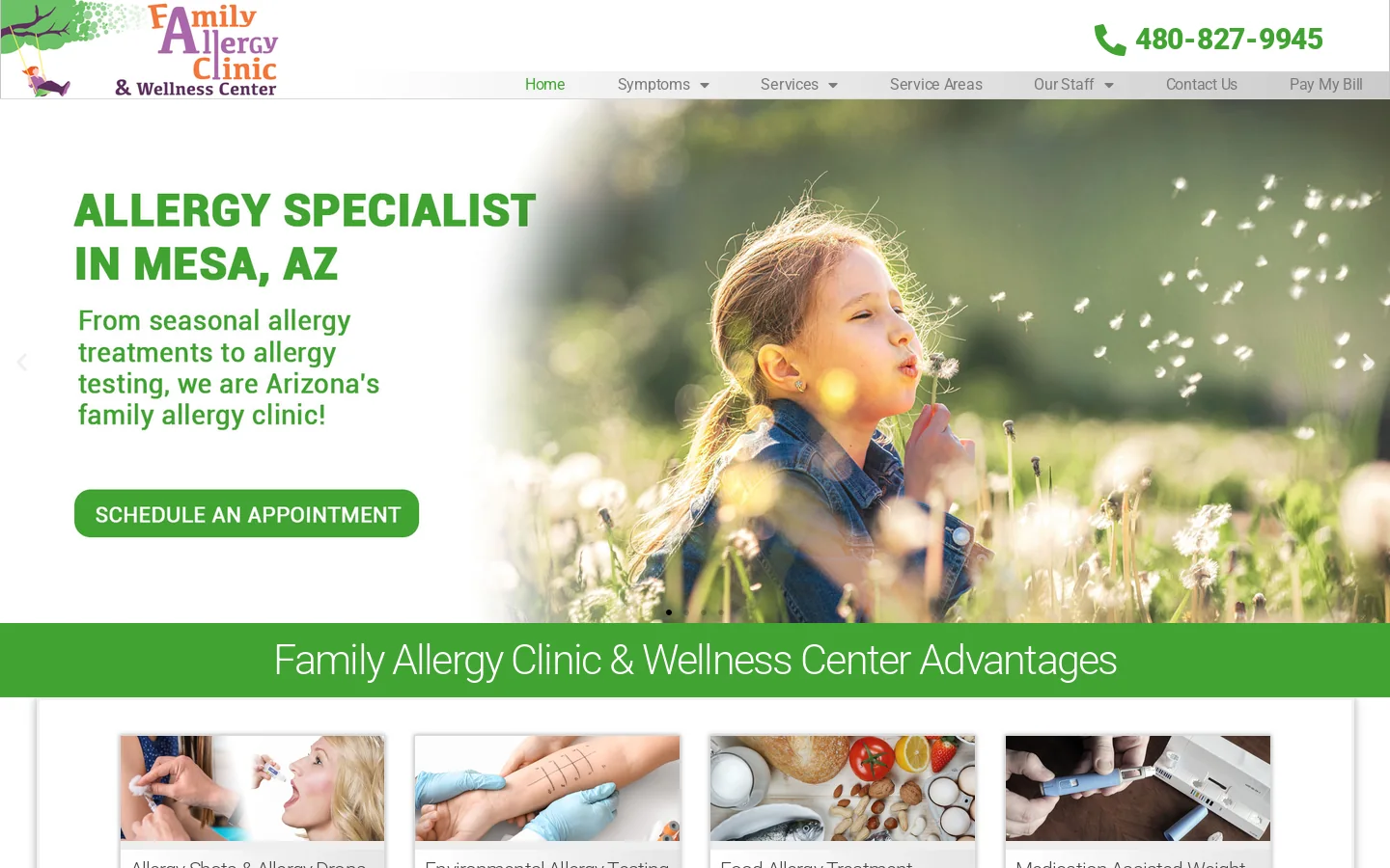 Family Allergy Clinic Homepage screenshot