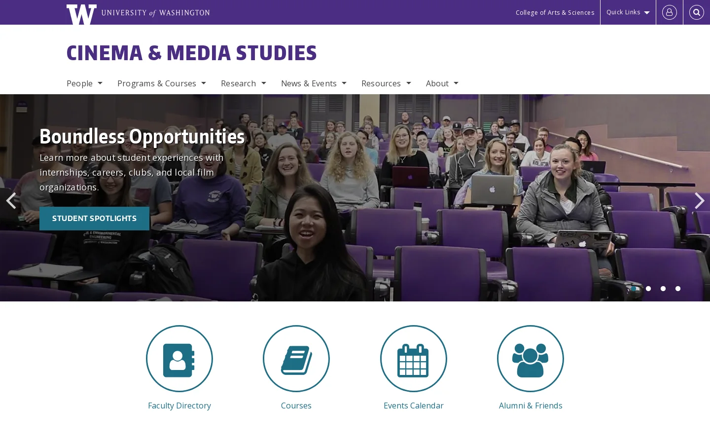 Cinema & Media Studies Homepage screenshot