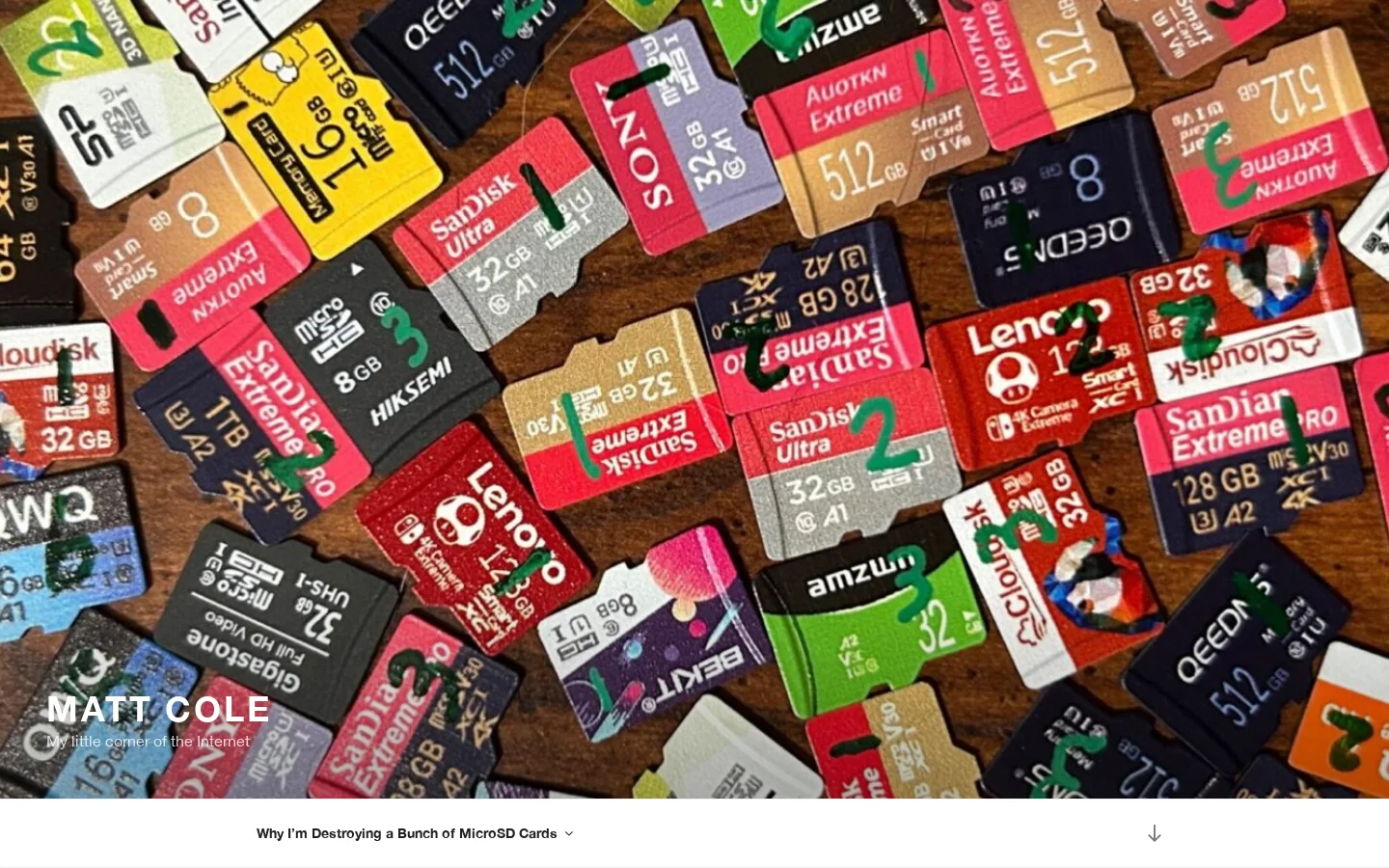 Matt Cole – My little corner of the Internet Homepage screenshot