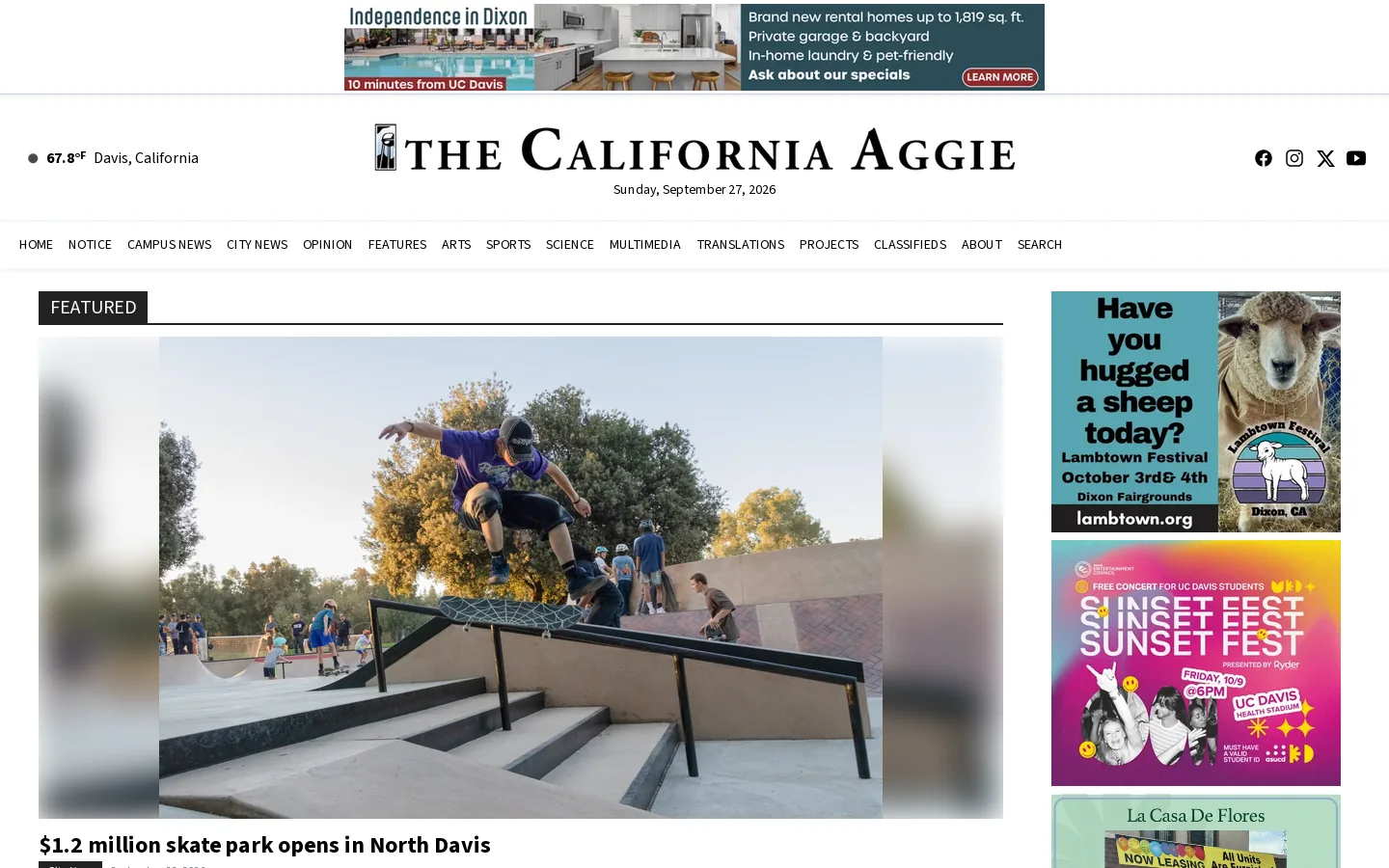 The Aggie Homepage screenshot