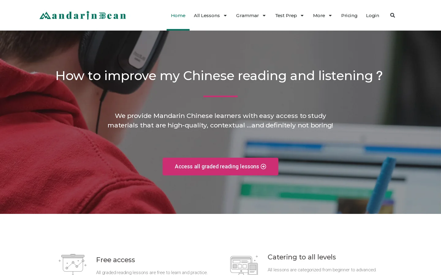 Mandarin Bean Homepage screenshot