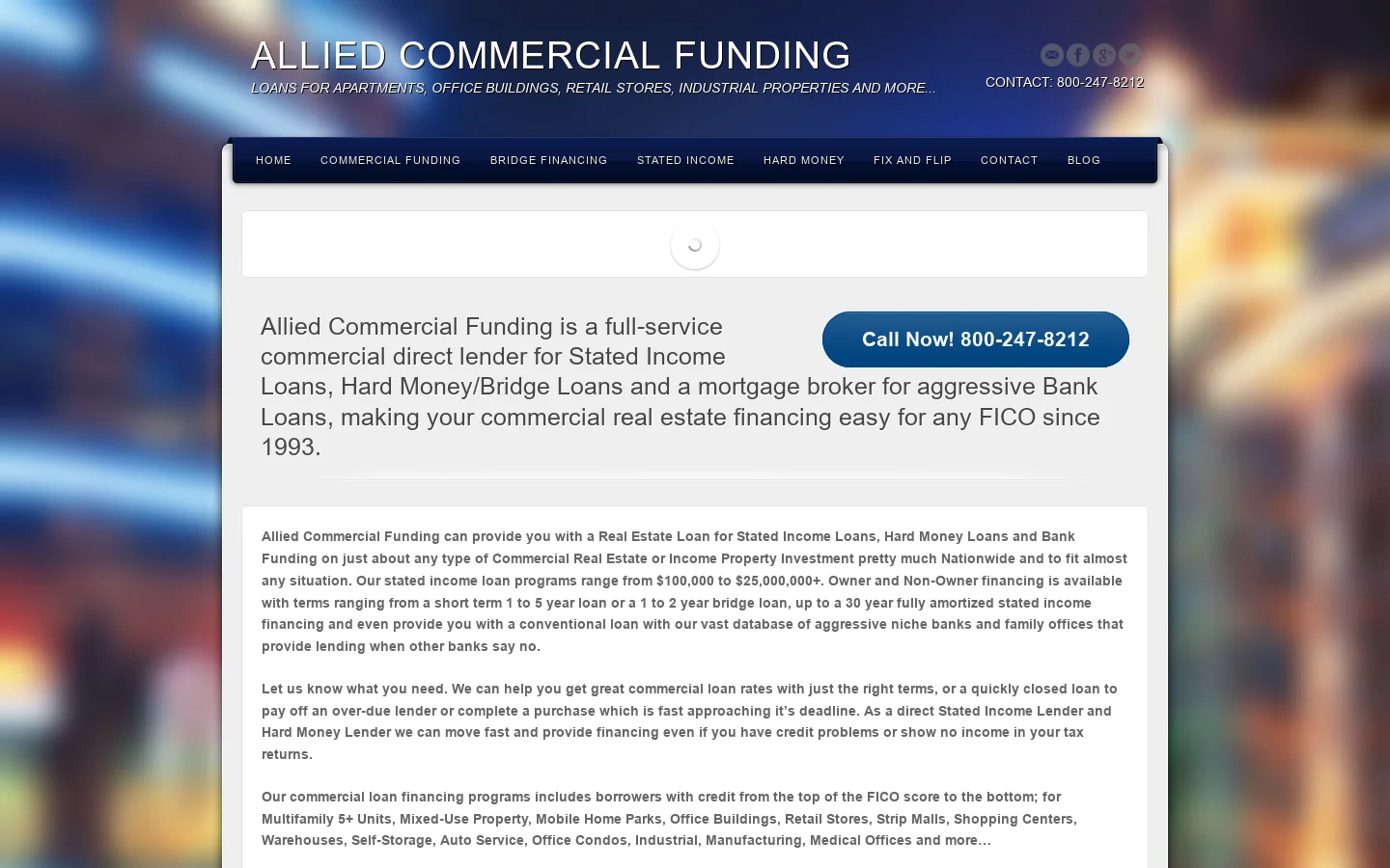 AlliedCommercialFunding.com Homepage screenshot
