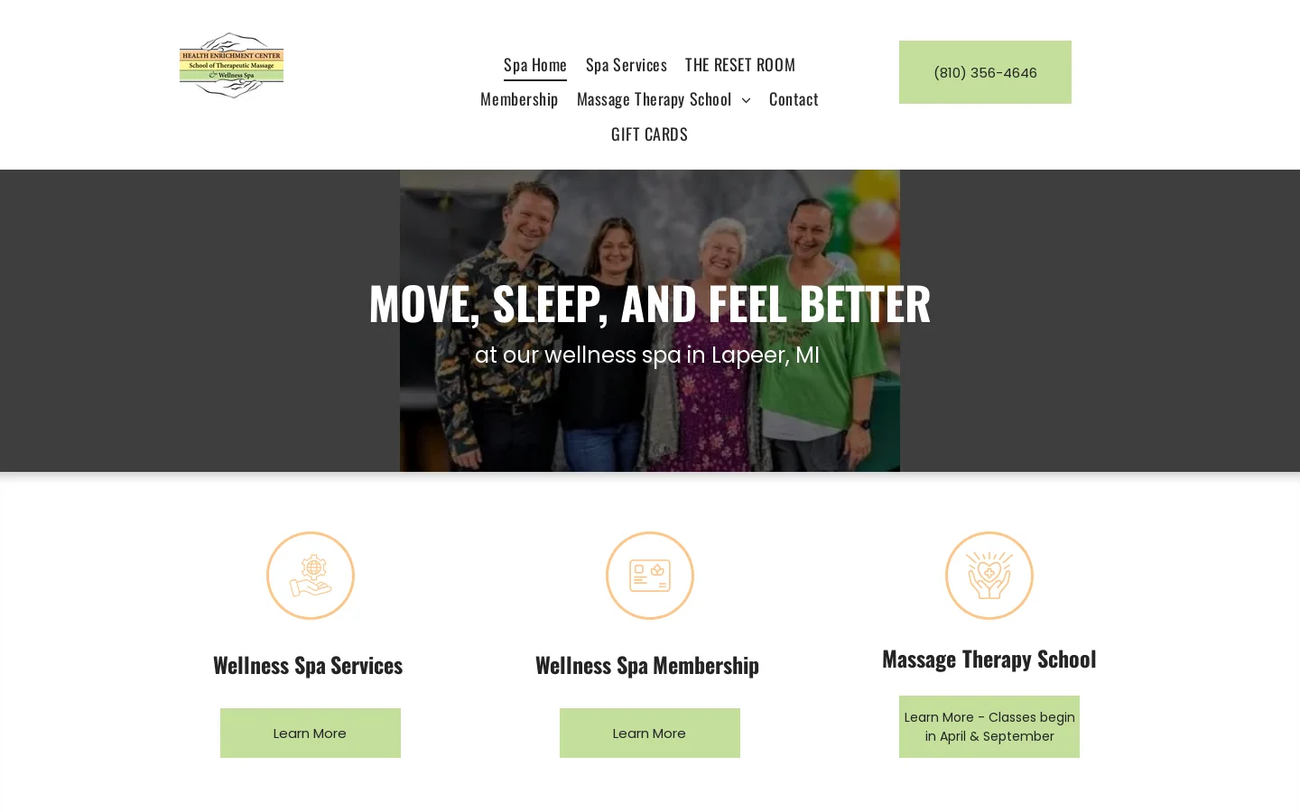 Health Enrichment Center Homepage screenshot