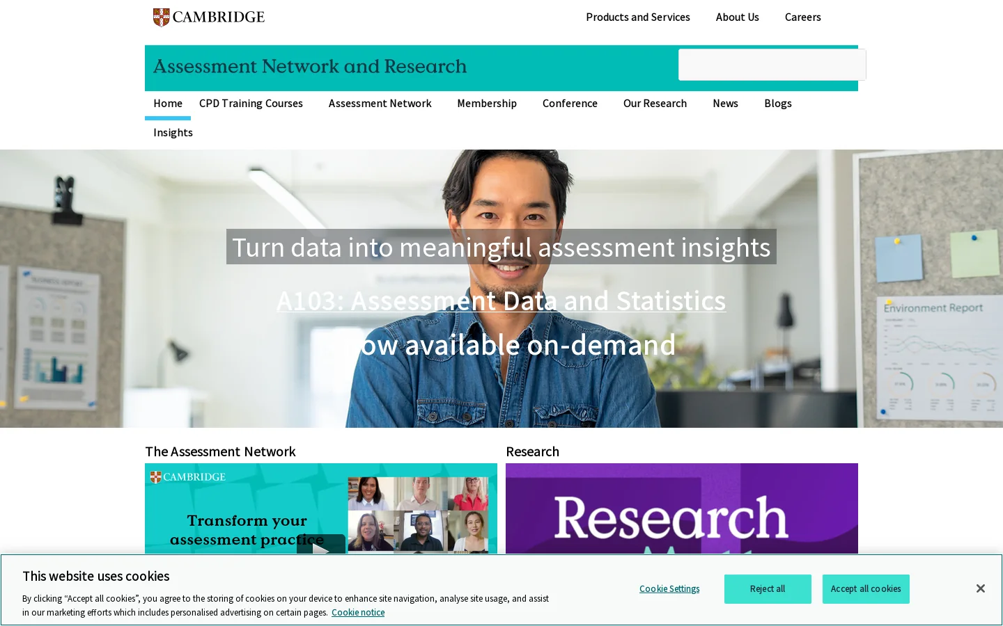 Cambridge Assessment Network and Research Homepage screenshot