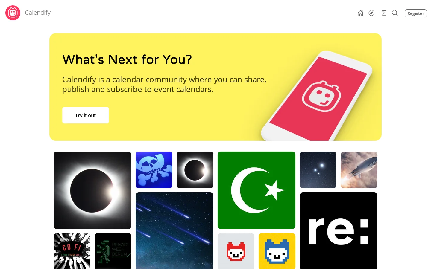 Calendify Homepage screenshot