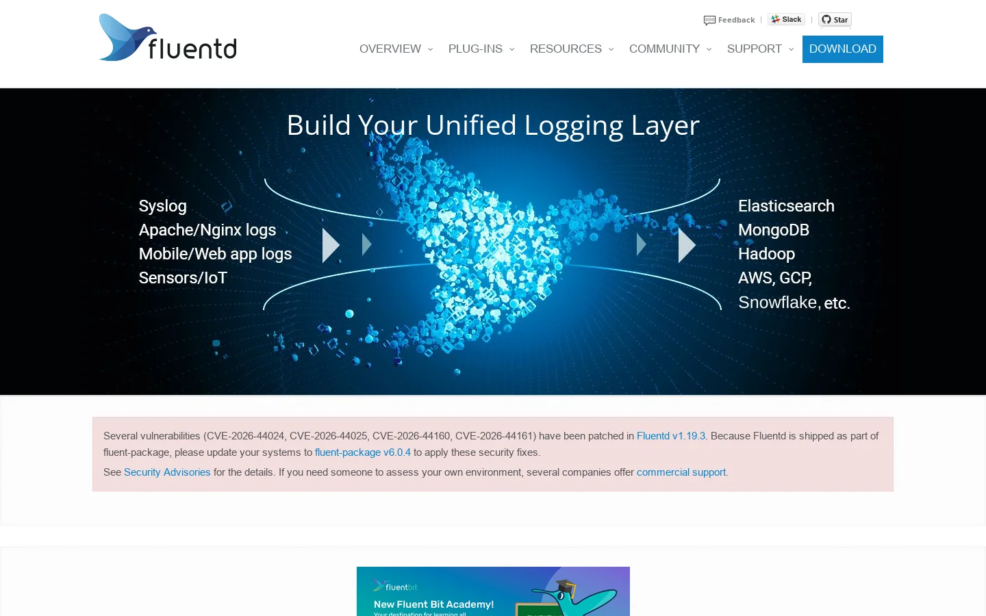Fluentd Homepage screenshot