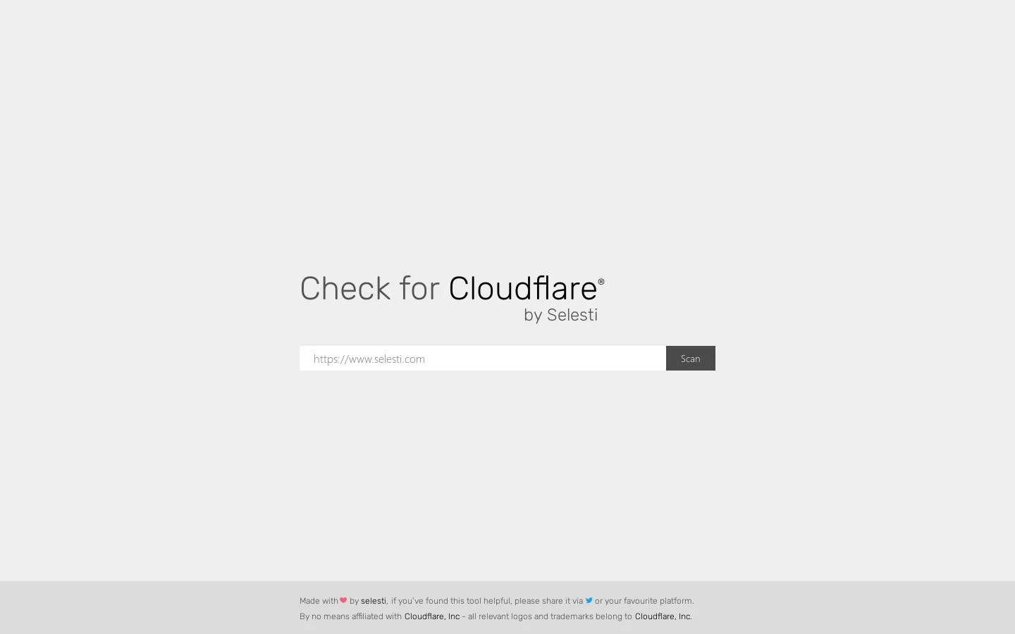 Check if Cloudflare is enabled - by Selesti Ltd Homepage screenshot