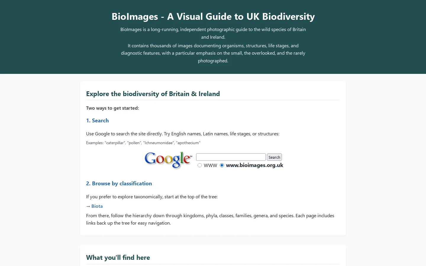 BioImages Homepage screenshot
