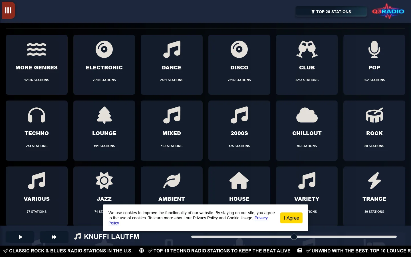 Q3RADIO Homepage screenshot