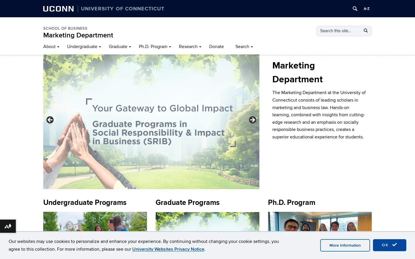 Marketing Department Homepage screenshot