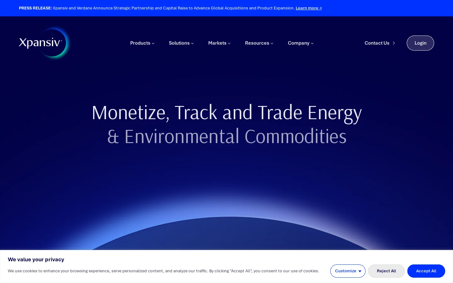 Xpansiv Homepage screenshot