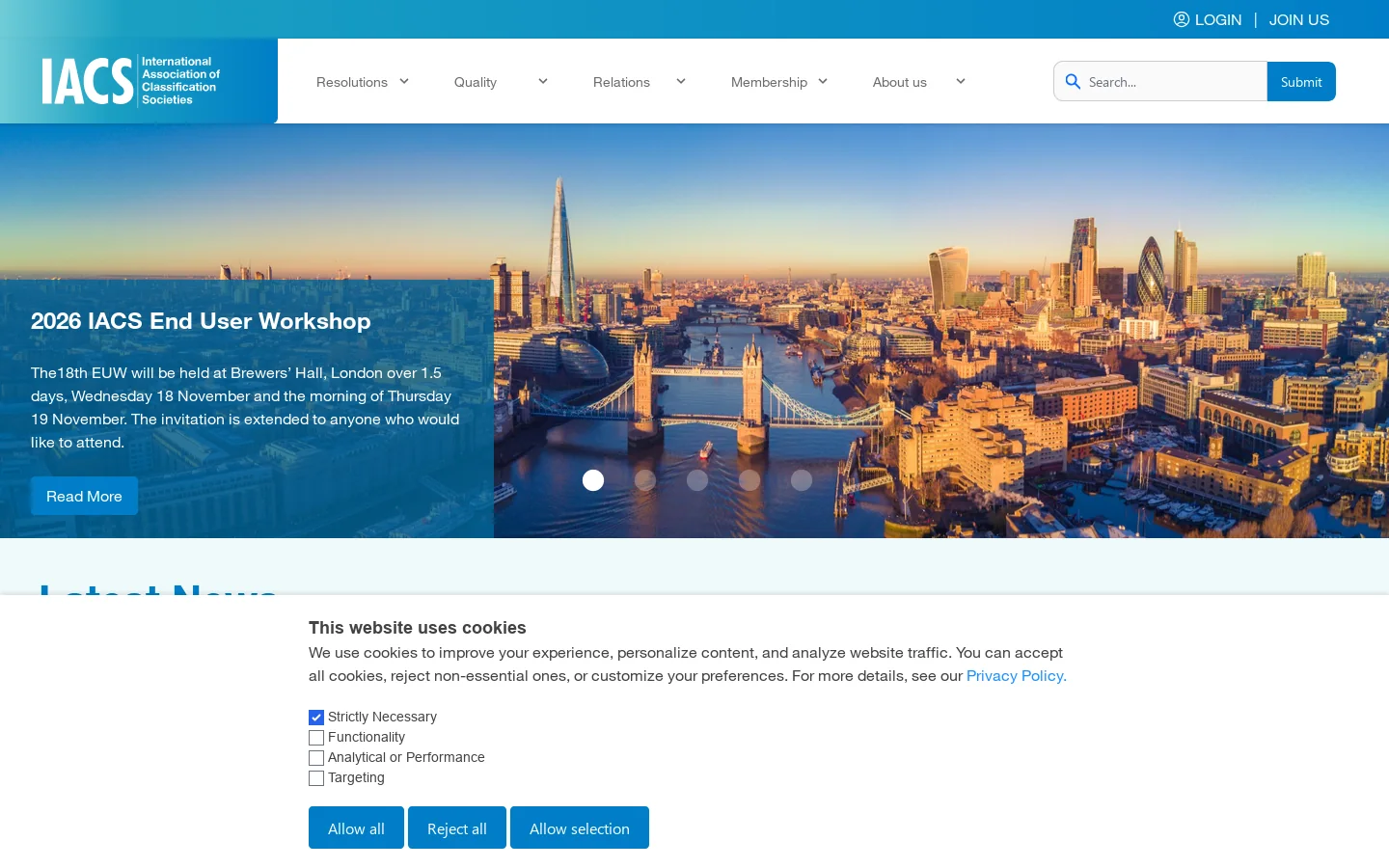 IACS Homepage screenshot