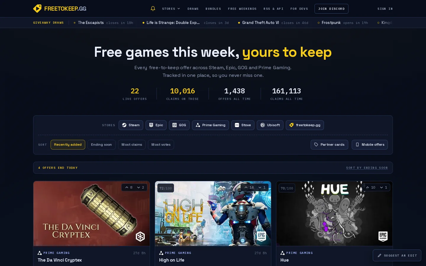 Free To Keep Homepage screenshot