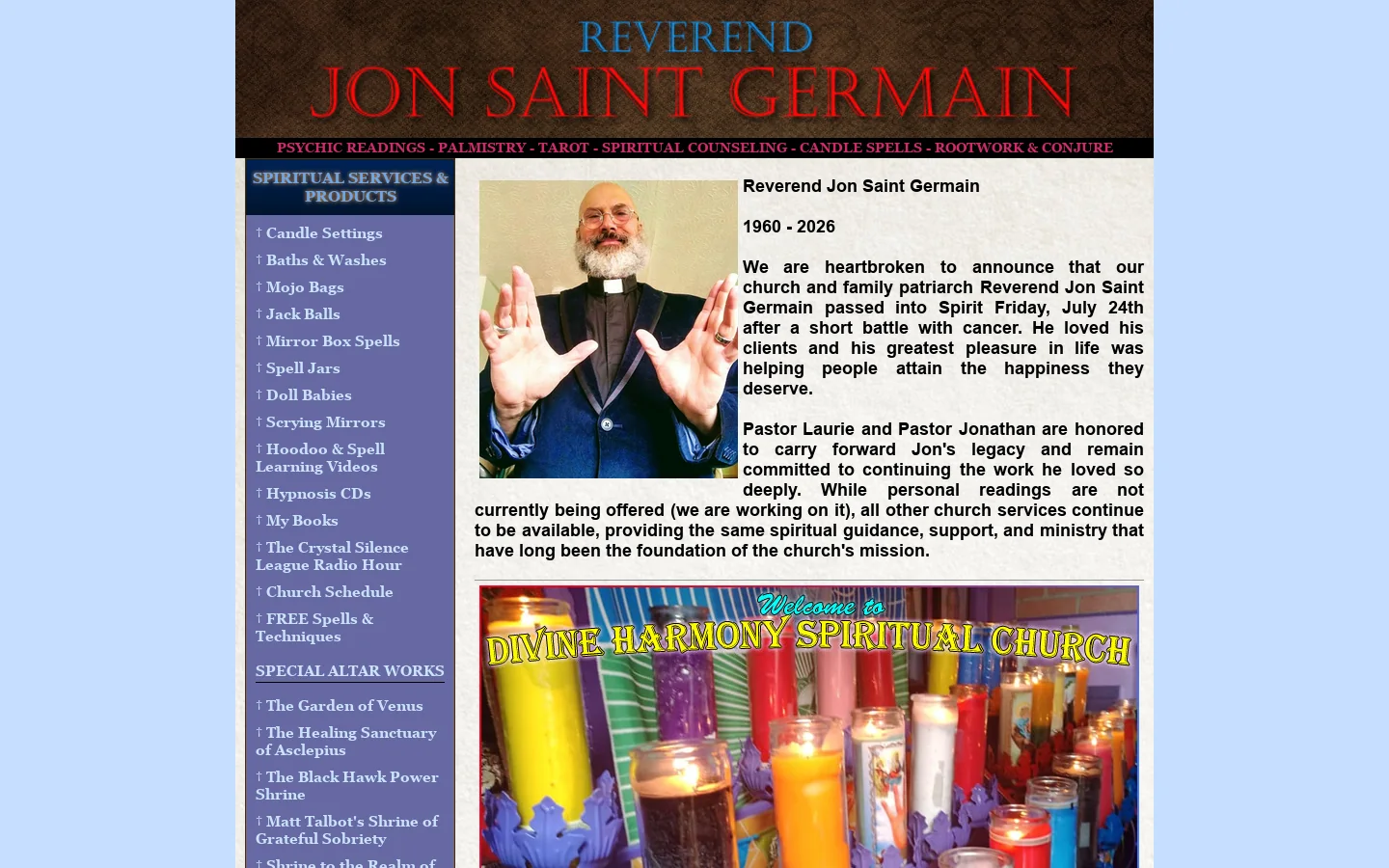 Reverend Jon Saint Germain - Spiritual Reader & Rootworker in Knoxville, TN Homepage screenshot