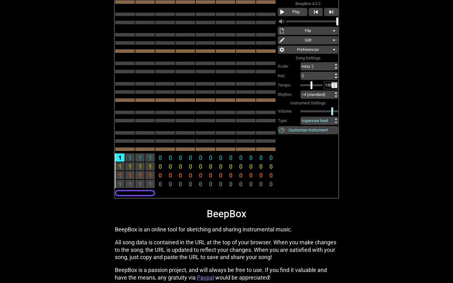 BeepBox Homepage screenshot